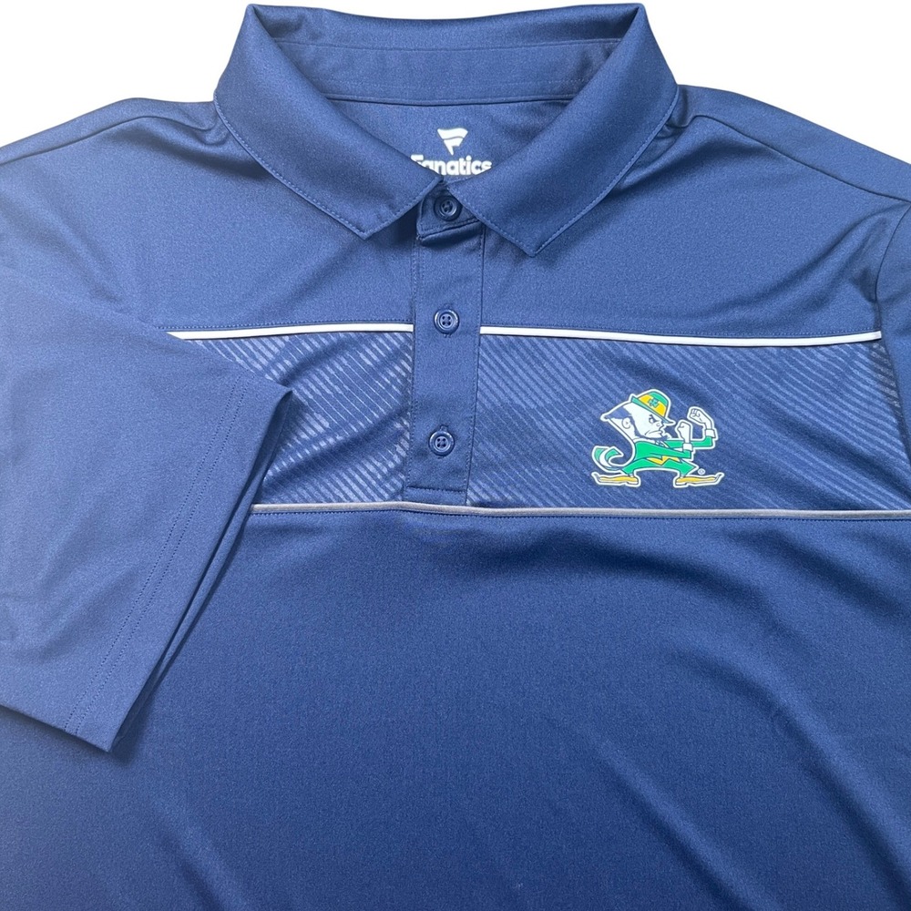 Notre Dame Fighting Irish Fanatics Polo Shirt Mens XL Navy Blue Performance Logo